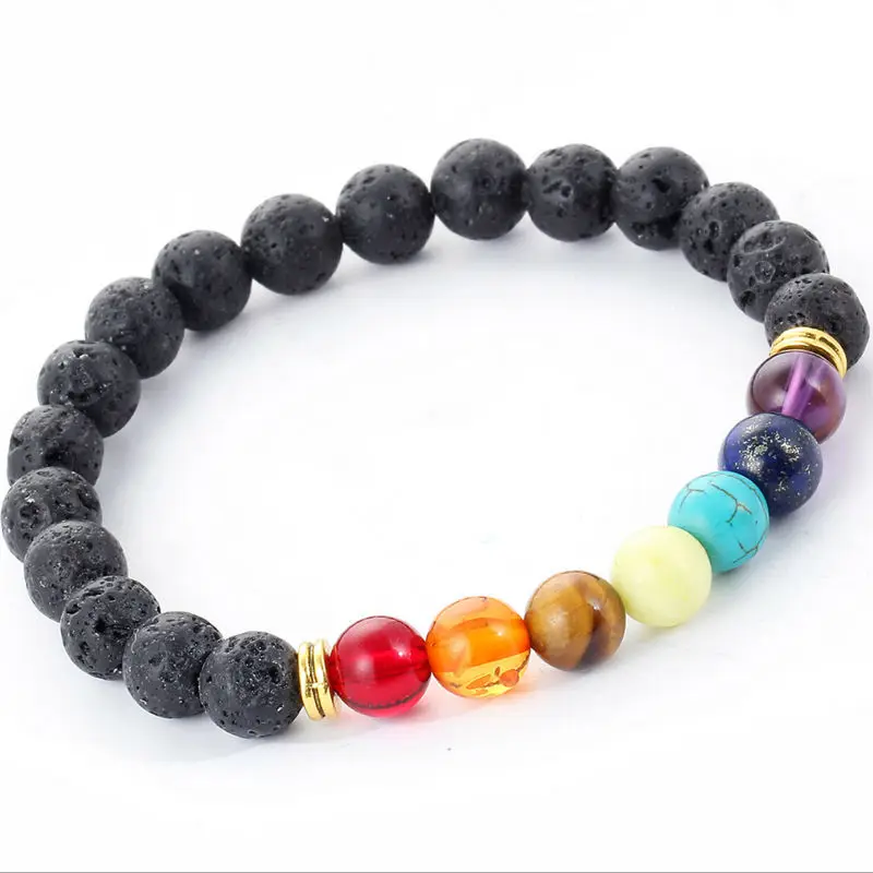Новые модные браслеты 7 цветов натуральные вулканические энергетические из лавы