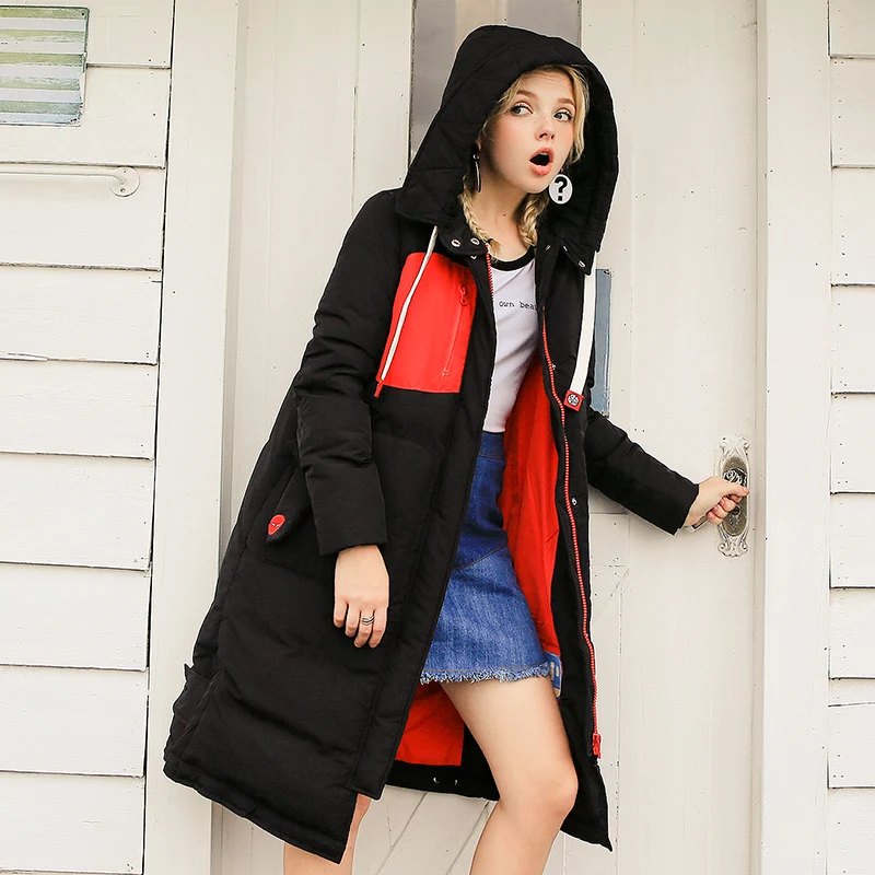 Новые зимние Для женщин куртка Европейский стиль модные Свободные теплое пальто