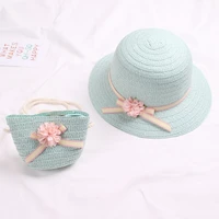 summer baby flower breathable hat straw hat with handbag bags kids hat boy girls sun visor uv protection panama hat gorras
