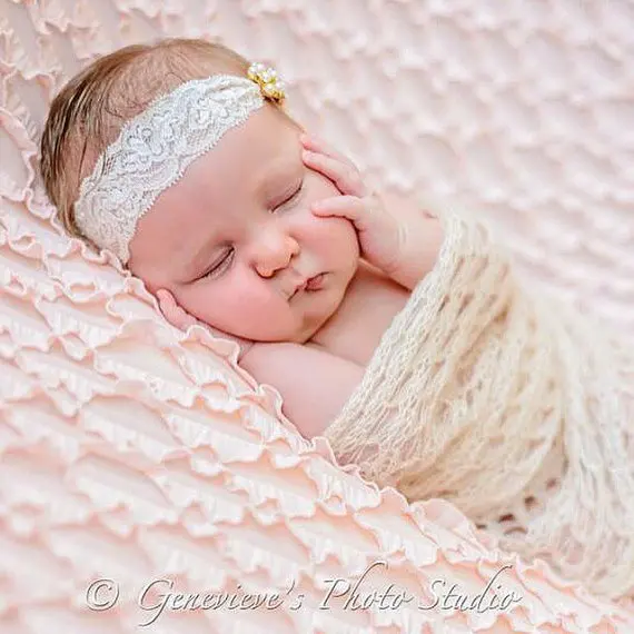 

Vintage Baby Girls Gold&Silver Alloy Button Lace Headband Kids Headwear Newborn Hairband Hair Accessory Photo Props