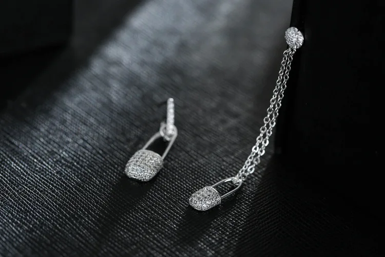 

New Arrivals Fashion Asymmetric Pin Silver Earrings 925 Sterling Silver Stud Earrings For Women Jewelry Pendientes Brincos