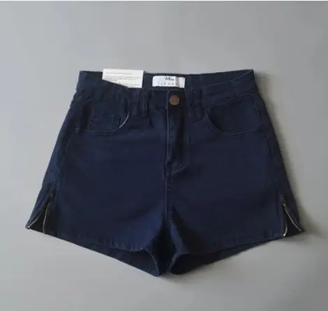 Women High Waist Denim Shorts Zipper Side Casual Summer Hot Short Jeans Sexy Booty Shorts Hotpants - Цвет: blue
