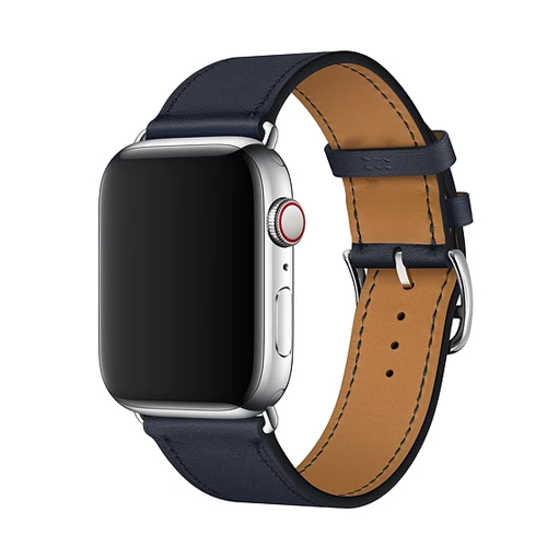 Bleu Indigo Хохлатый кожаный ремешок для Apple Watch 42 мм 38 мм 4 3 iwatch ремешок 44 мм 40 мм correa наручный браслет ремень аксессуары для часов 2/1 - Цвет ремешка: Bleu Indigo