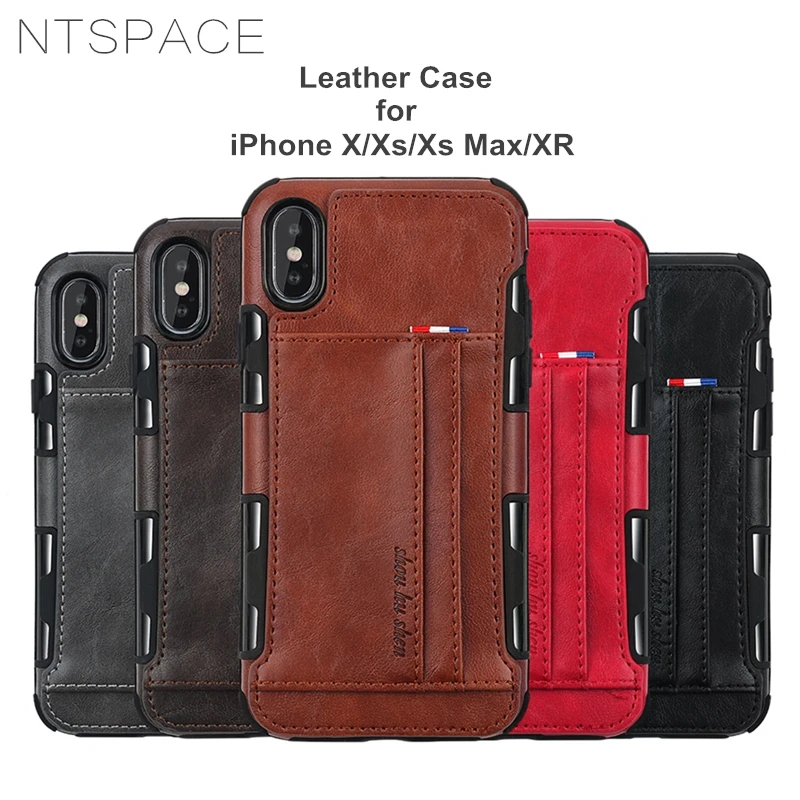 Кожаный чехол-бумажник NTSPACE в стиле ретро для iPhone X XR Xs Max чехол с отделением карт