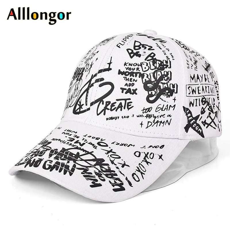 Бейсболка с граффити для женщин и мужчин, лето, с буквенным принтом, Snapback Gorras Para Hombre Casquette Femme, шапки в стиле хип-хоп, белые, черные - Цвет: Белый