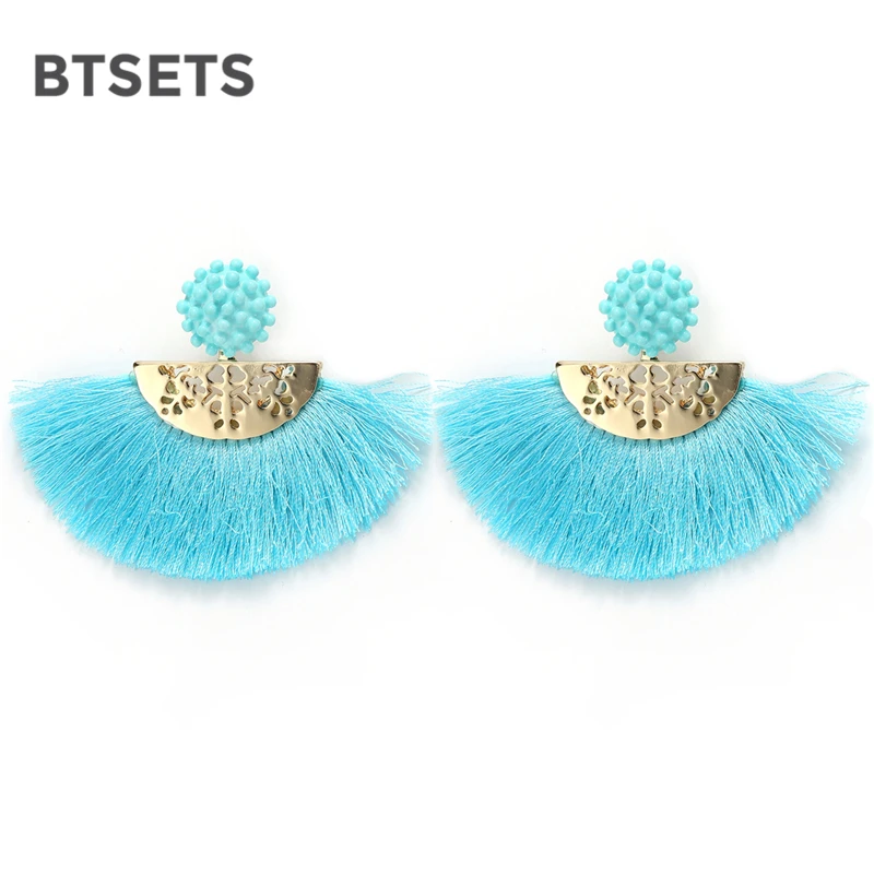 BTSETS желтые серьги с кисточками для женщин этнические летние стильные круглые