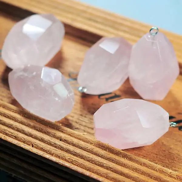 

Natural Quartz Pendants Tumbled Faceted Crystal Material DIY Jewelry