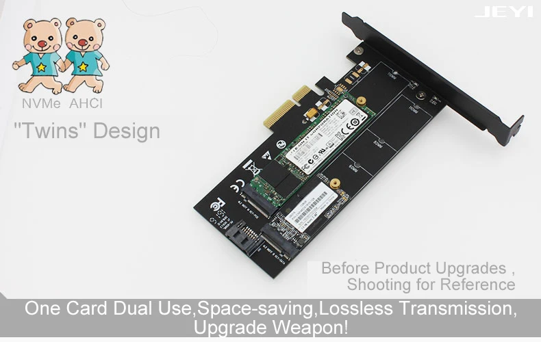 JEYI SK9 m.2 расширение NVMe адаптер NGFF к PCIE3.0 Вентилятор охлаждения с вентилятором алюминиевая крышка 12 В+ 3,3 В SSD двойной интерфейс SATA3