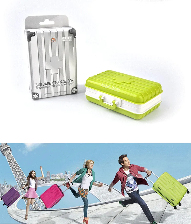 1 шт. Чемодан Коробка органайзер путешествия пластик складной витамин медикина