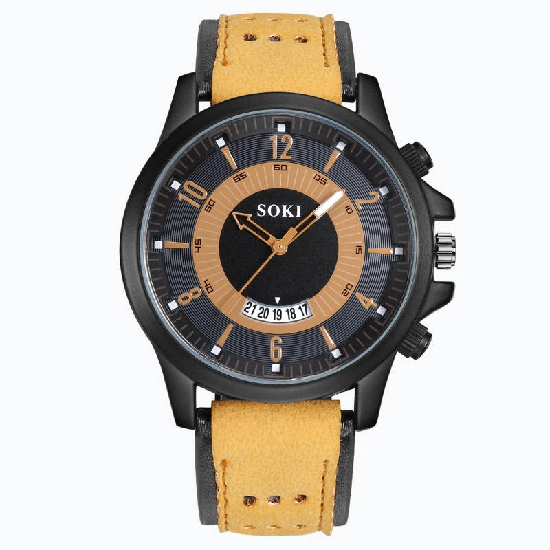 Мужские наручные часы SOKI Reloj Модные Аналоговые кварцевые с большим циферблатом и