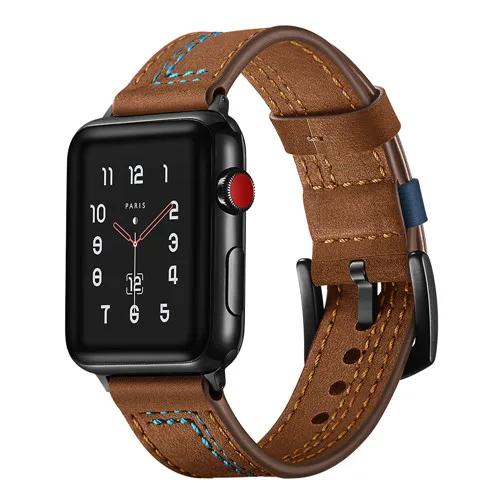 brown Кожаный ремешок для apple watch 5 4 полосным 44 мм 40 мм в едином положении во время занятий легкой атлетикой, apple watch 42mm 38 мм iwatch серии 5/4/3/2, ремень для часов Замена поясная сумка - Цвет ремешка: brown