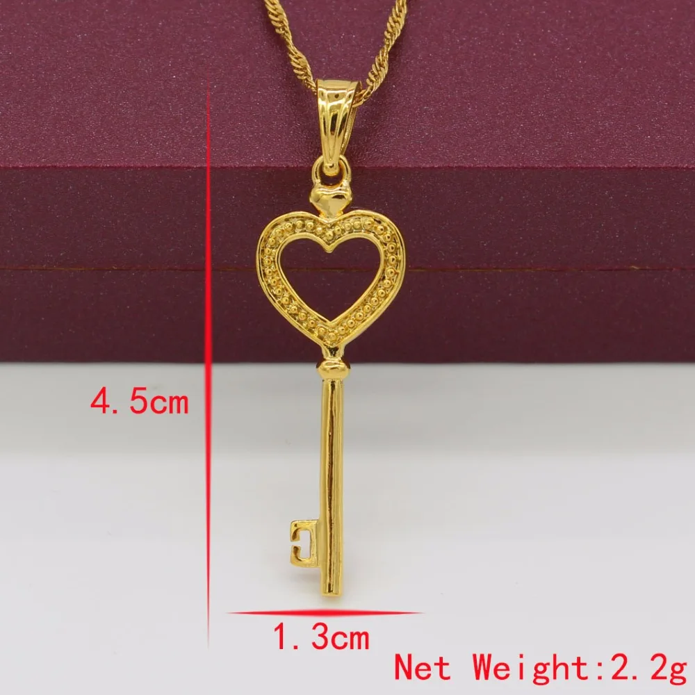 4.5cm*1.3cm Love Key Necklace Pendant For Women Girls Gold Color Gift Party Jewelry Items |