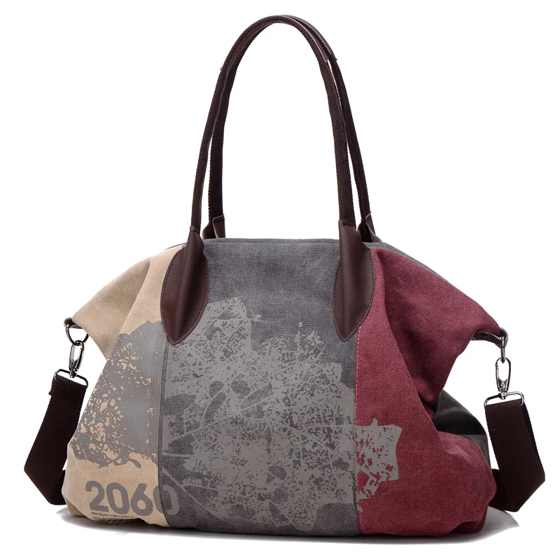 

KVKY Large Capacity Women's Bag Casual Canvas Handbag Shoulder Bag Female Color Splice Crossbody Bags For Women Bolsa Feminina