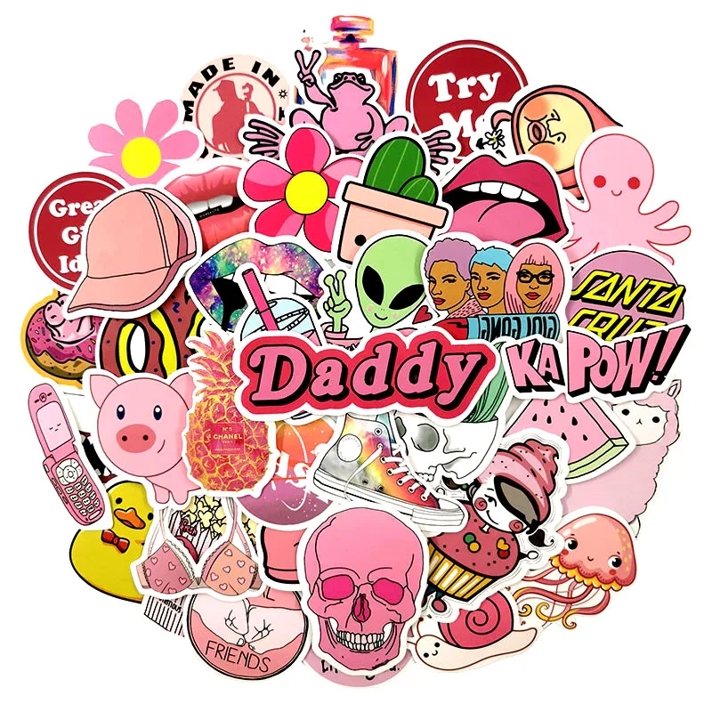50 шт./лот розовая девушка Kawaii свинья наклейка с осьминогом для велосипеда мотоцикла телефона ноутбука путешествия багаж забавные наклейки Bomb