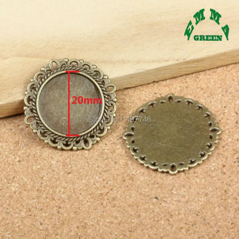 

Bronze 10 Pieces Fit Inner 20mm Pendant Base Setting Round Flower Blank Findings Tray Bezel Setting Cabochon Cameo