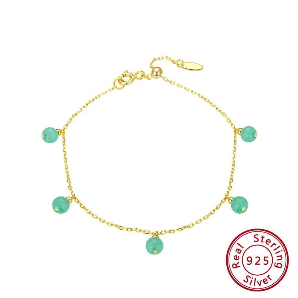 Aventurine ORSA JEWELS Стерлинговое серебро женские браслеты Красный Зеленый Натуральный камень Бусины регулируемый браслет 18 к позолоченные ювелирные изделия подарок OSB45 - Цвет камня: Aventurine