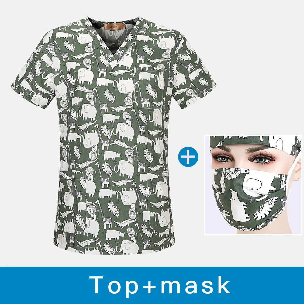 Dental clinic scrubs tops Pet hospital Medical uniforms Laboratory workwear doctor nurse Beauty salon cartoon printing tops new