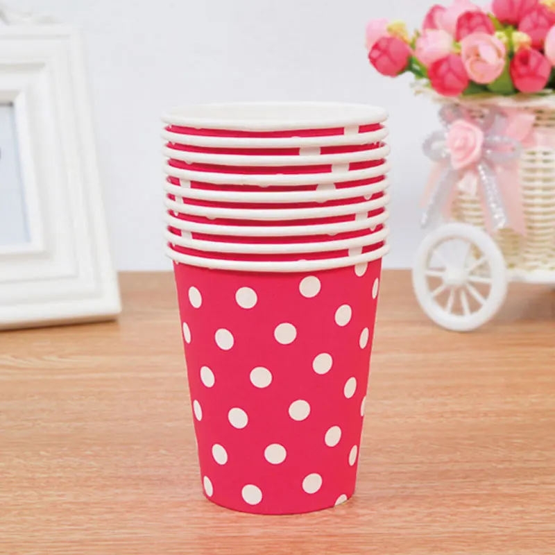 10pcs/lot Dot cup food grade disposable tableware baby wedding party children birthday decoration supplies | Дом и сад