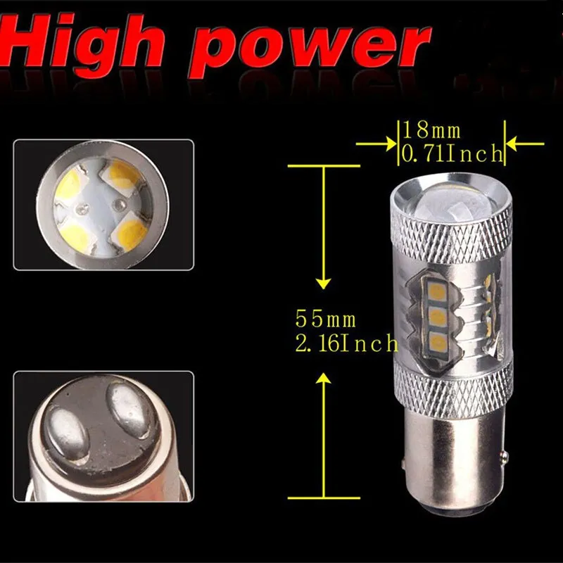2шт Высокая мощность 1157 BAY 15D P21 8W 16 SMD 3030 светодиодный задний фонарь задние сигналы