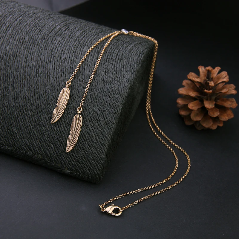 Оптовая цена 2016 новый дизайн золотой сплав кулон в виде пера для ожерелья женские