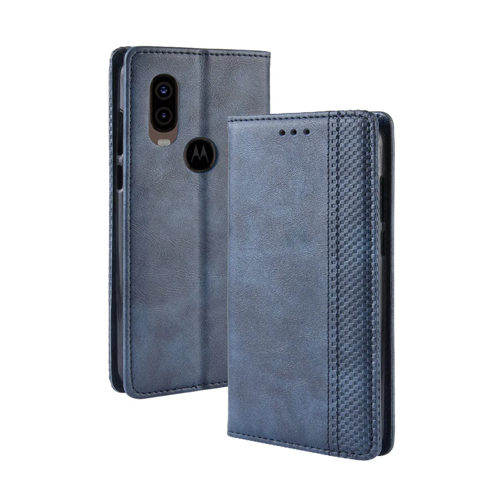 Чехол-бумажник для Motorola One Vision кожаный винтажный Чехол-книжка телефона XT1970-1/3 с