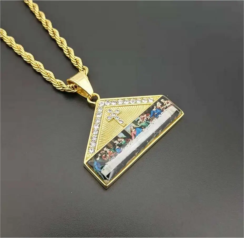 Мужские ожерелья из нержавеющей стали с крестом в стиле хип хоп|Ожерелья