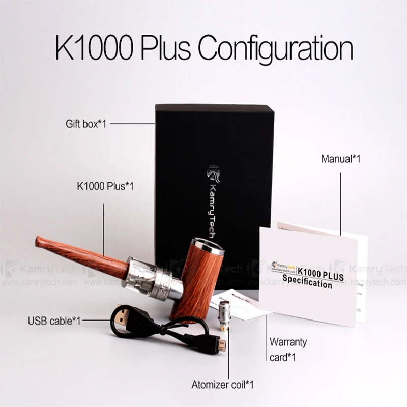Kamry K1000 plus electronic cigarette built-in 1000mAh Battery 4ml e liquid vaporizer E pipe Mod Wooden Hookah vape | Электроника