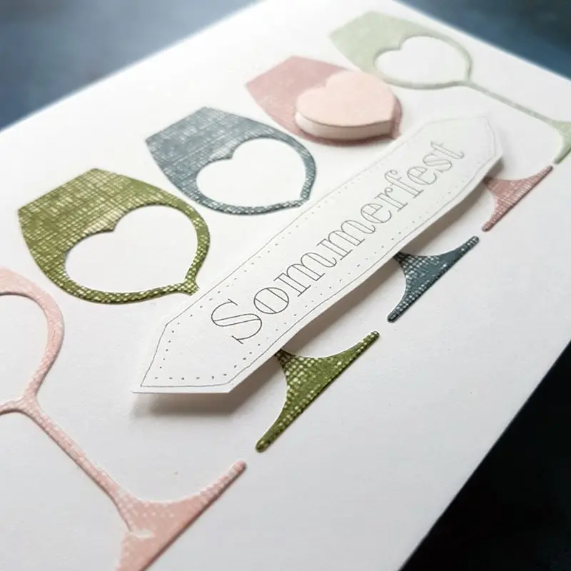 В форме сердца вина Стекло металлический Трафаретный вырубной штамп трафарет