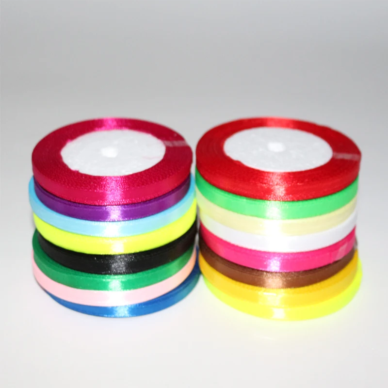 25 Yards 6 mm Width Satin Ribbon For Wedding Party Decoration Webbing Invitation Card Gift Wrapping Scrapbooking Rubans | Дом и сад