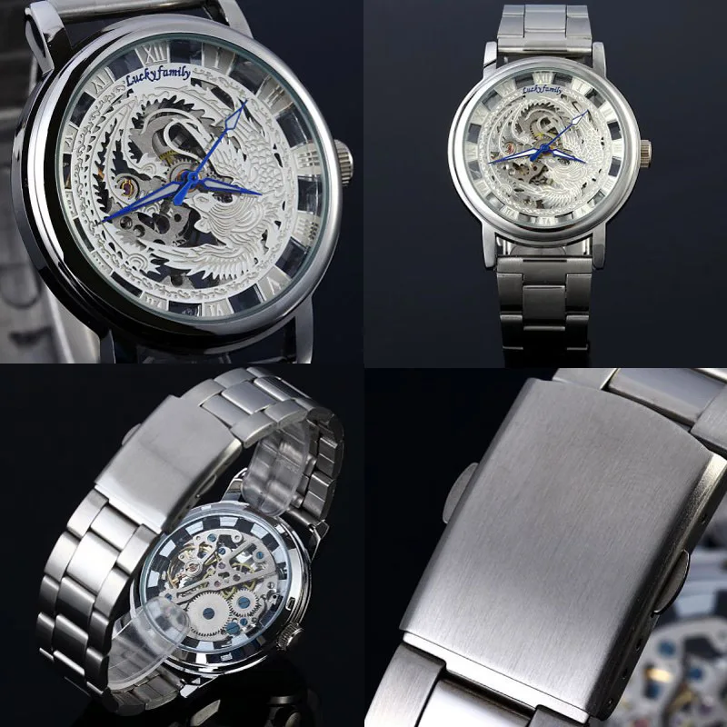 Уникальные аналоговые прозрачные механические часы Phoenix унисекс с вырезами и