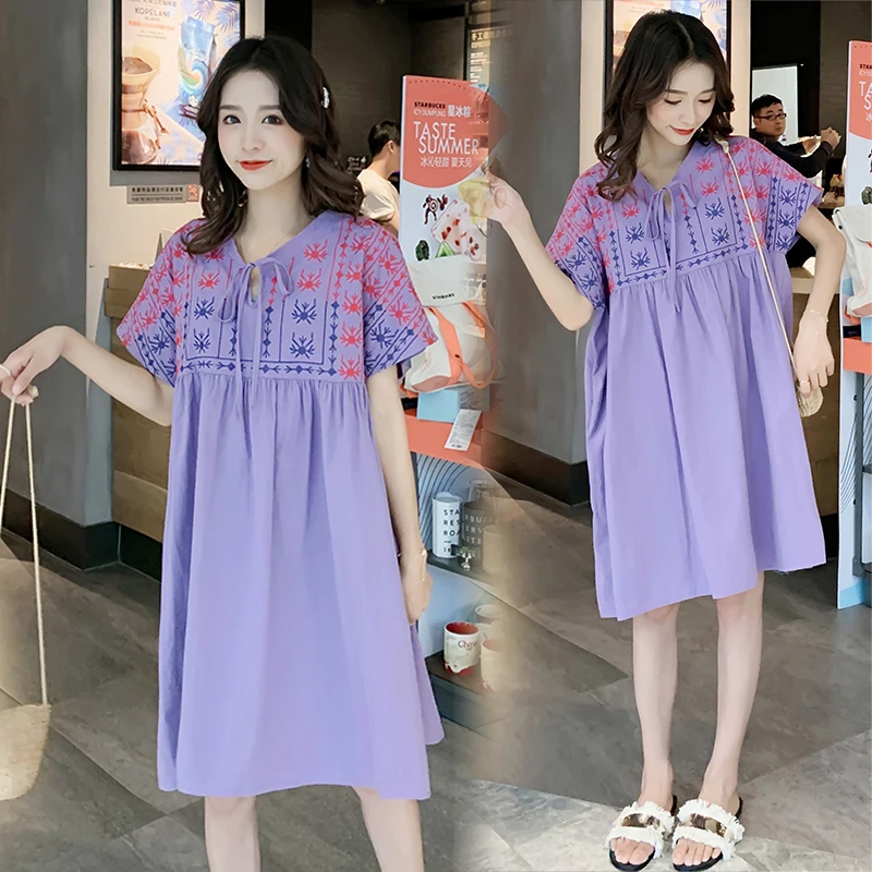 2019 Новое Брендовое летнее платье для беременных женское Повседневное с вышивкой