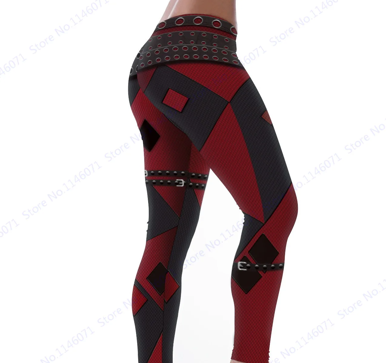 Red Harleen Quinzel Power Flex Yoga Leggings Batman Harley Quinn Fitness Gym Workout Running Tights Sexy Slim Skinny Pants Woman | Спорт и