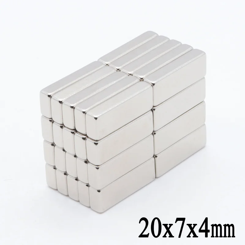 Сильный неодимовый редкоземельный магнит 20x7x4 мм 50 шт. никель художественное