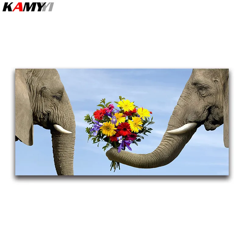 Full square Diamond painting Cross stitch Elephant lovers DIY embroidery chrysanthemum full round mosaic flowers | Дом и сад