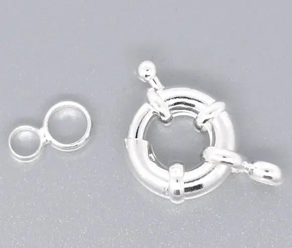 

DoreenBeads Silver color Spring Clasps W/Attachment Rings 15mm,sold per pack of 10
