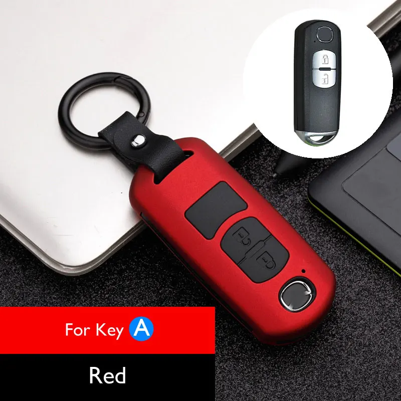 Red for Key A Карбон ключ чехол для Mazda 3, 5, 6, CX-3 CX-4 CX-5 CX-7 Axela Atenza для цепочек для ключей, сумок, интеллектуальный пульт дистанционного управления брелок Защитная крышка аксессуары - Название цвета: Red for Key A
