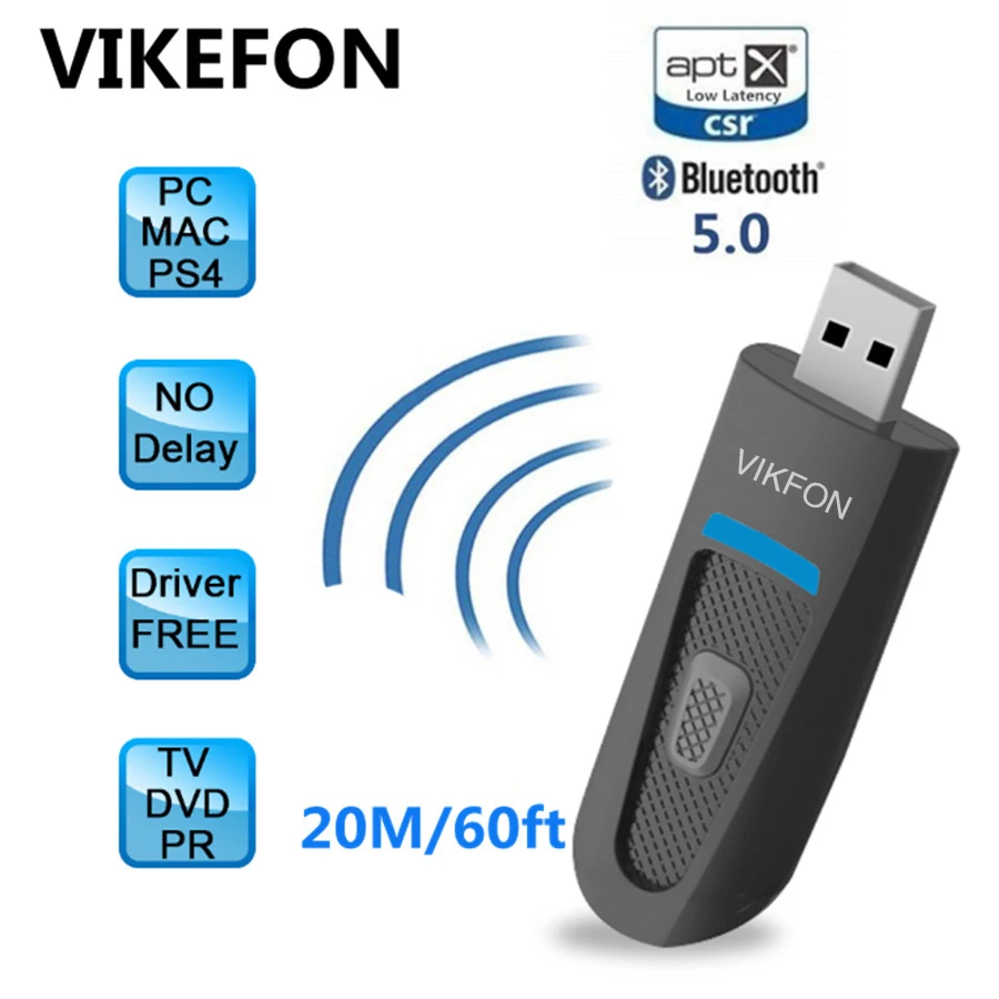 AptX с низкой задержкой и большим диапазоном APTX LL USB Bluetooth 5,0 передатчик для ТВ Беспроводной USB/3,5 мм AUX/2 RCA аудио адаптер для PS4 PC