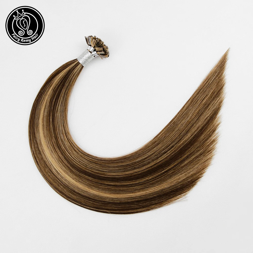 Сказочные волосы Remy 0 8 г/локон 14 &quot18&quot 22 &quotRemy человеческие для наращивания с