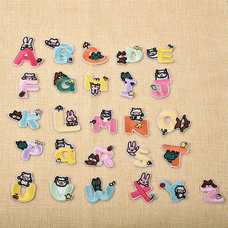 26 шт Kawaii Алфавит животные узор железо на вышивке патчи пришить патч ткань