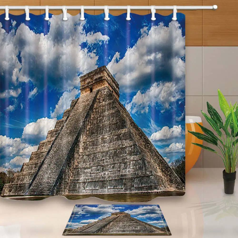 

Bohemian Style Shower Curtains Geometric Patterns Bathroom Curtains Polyester Fabric Waterproof Mildew Proof with Plastic Hooks