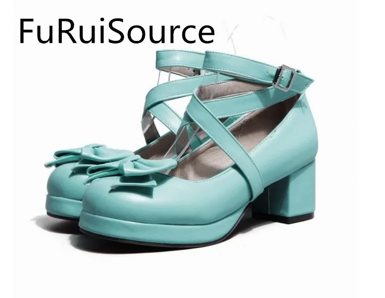 Круглая голова пряжки сладкий толщиной с одной обуви женщина FuRuiSource | Обувь