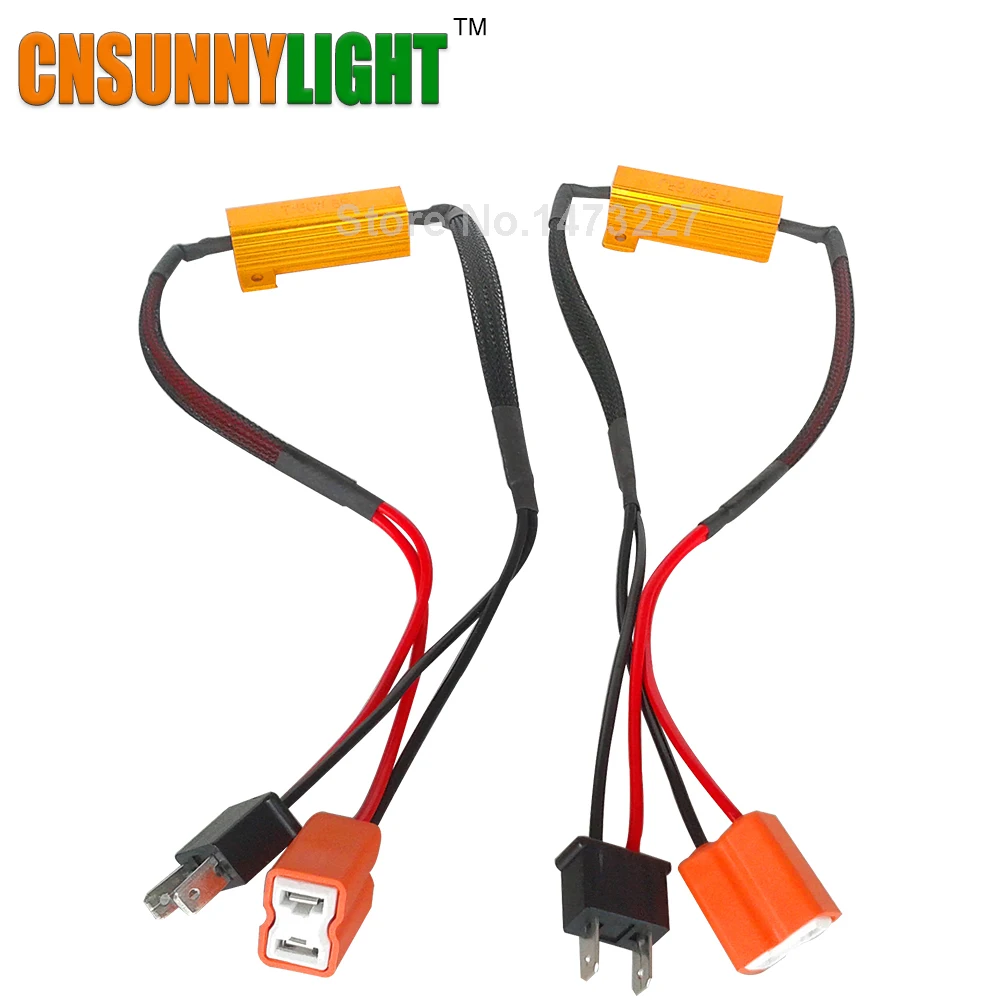 Тип СВЕТОДИОДА направленного света CNSUNNYLIGHT-светодиодный лампы декодер резистор Canbus жгут проводов адаптер 50 Вт 6/8ohm 9-14V для H4 H7 H8 H9 H11 HB3 Автомобильные фары