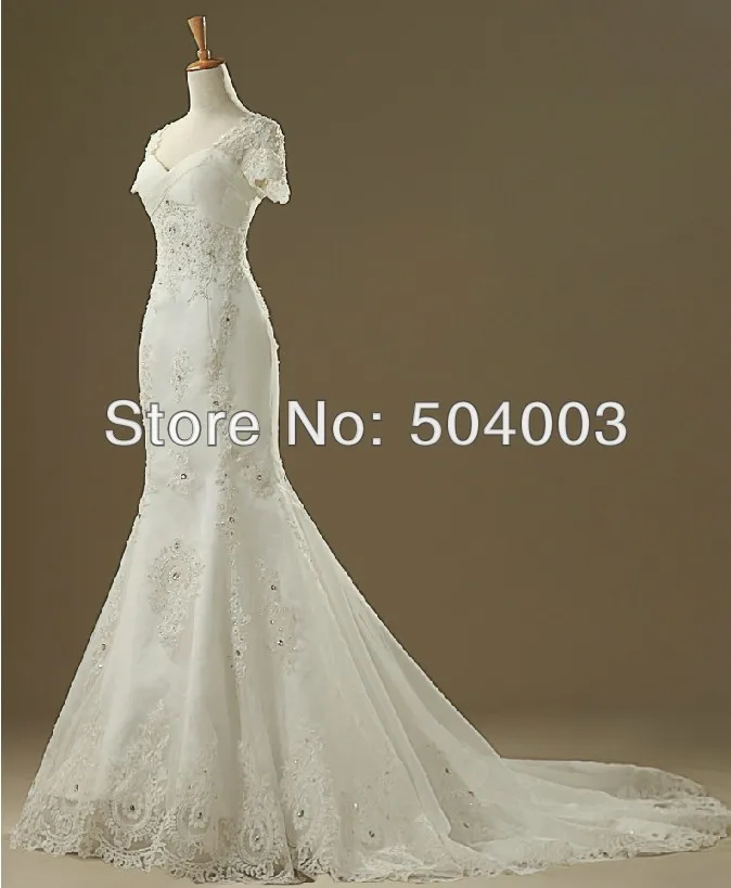 Free Shipping Custom Made A-Line Lace Beads Ruffles Bridal Gown/Wedding Dresses | Свадьбы и торжества
