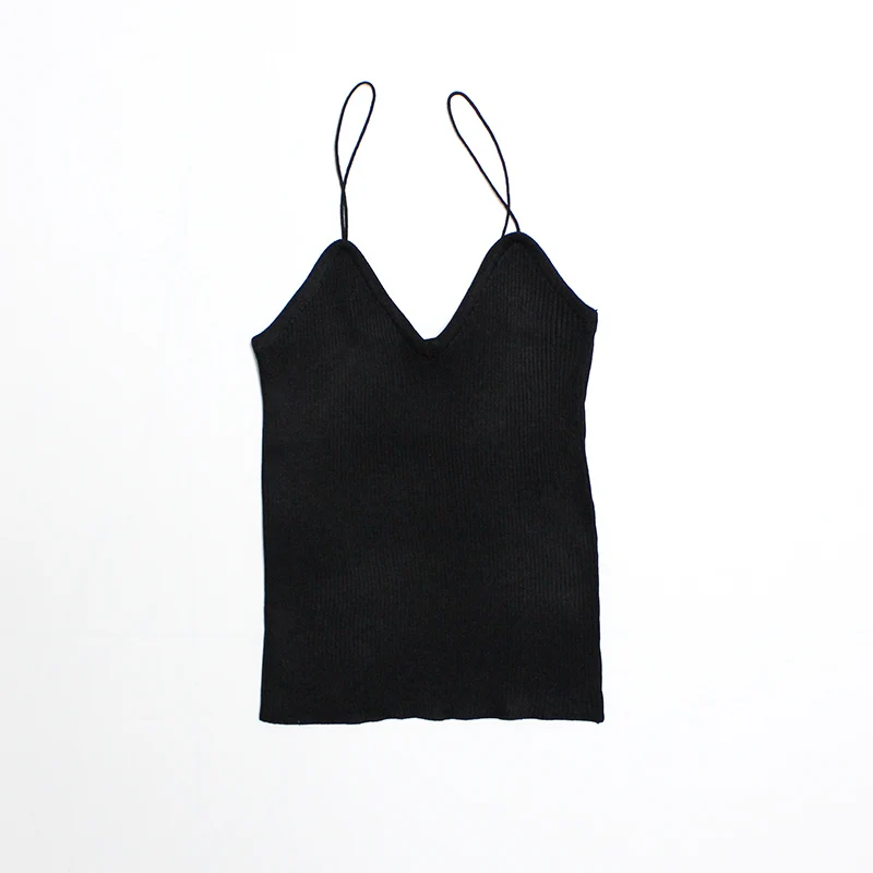 Женские топы Camis High Street Трикотажная майка на бретельках Нижняя отделка топика Blusa