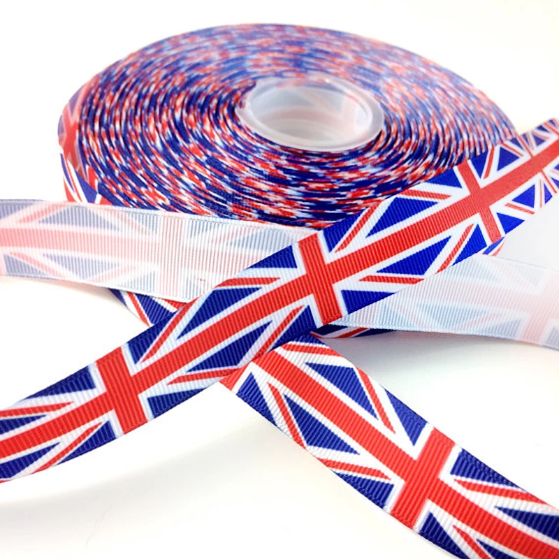 7/8 ''дюймовый Флаг Великобритании напечатанный Grosgrain ленты 22 мм тесьма DIY