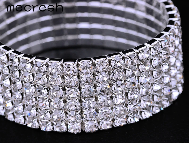 Mecresh классические шестирядные хрустальные бусины эластичный Свадебный браслет