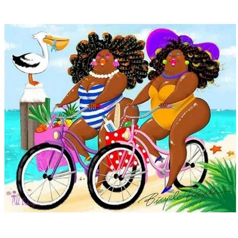Распродажа алмазная картина для езды на толстых девушках велосипеде