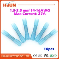 10pcslot heat shrink butt crimp terminals insulated electrical wire cable waterproof connectors bht2 blue 16 14awg 27a