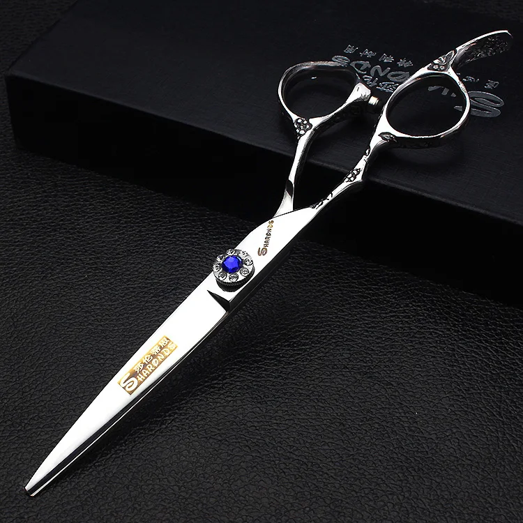 white cut Для левшей профессиональные ножницы для стрижки волос из нержавеющей стали прямые ножницы 6 дюймов Высокое качество Левые ножницы для грумера - Цвет: white cut