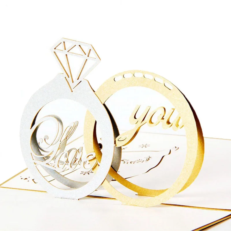 3D выдвижные бумажные поздравительные открытки с лазерной резкой креативное